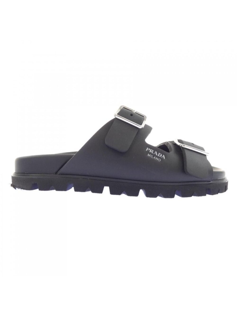 Prada Rubber Slide Screen Print Logo Sandals